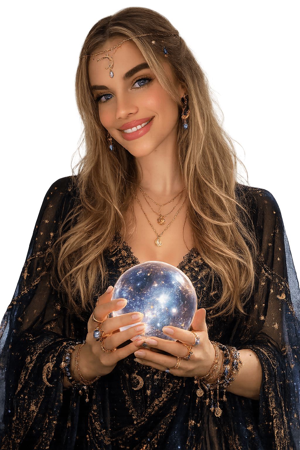 Mystic Kristin, astrology and tarot guide, in mystical styling.